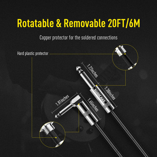 Sonicake - Guitar Cable 6m Nylon ST-RA/Black Australia