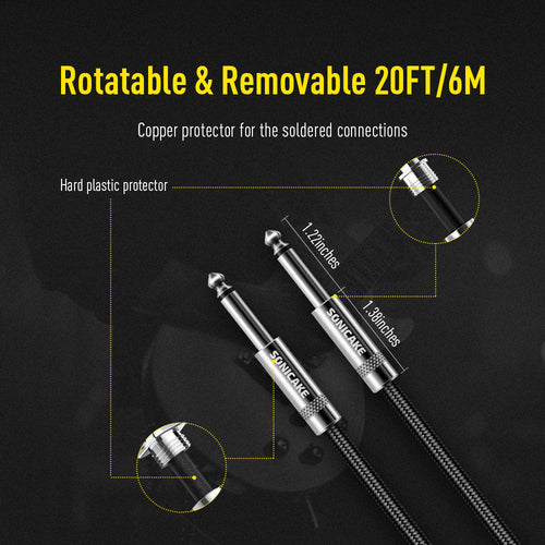Sonicake - Guitar Cable 6m Nylon ST-ST/Black Australia