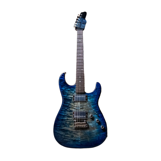 James Tyler USA Studio Elite HD-P with a quilted maple top and a roasted maple neck in Blue Burst finish