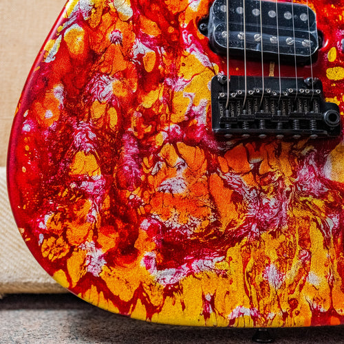 James Tyler USA Tylerbastar in Fire Shmear with a roasted Birdseye Maple Neck