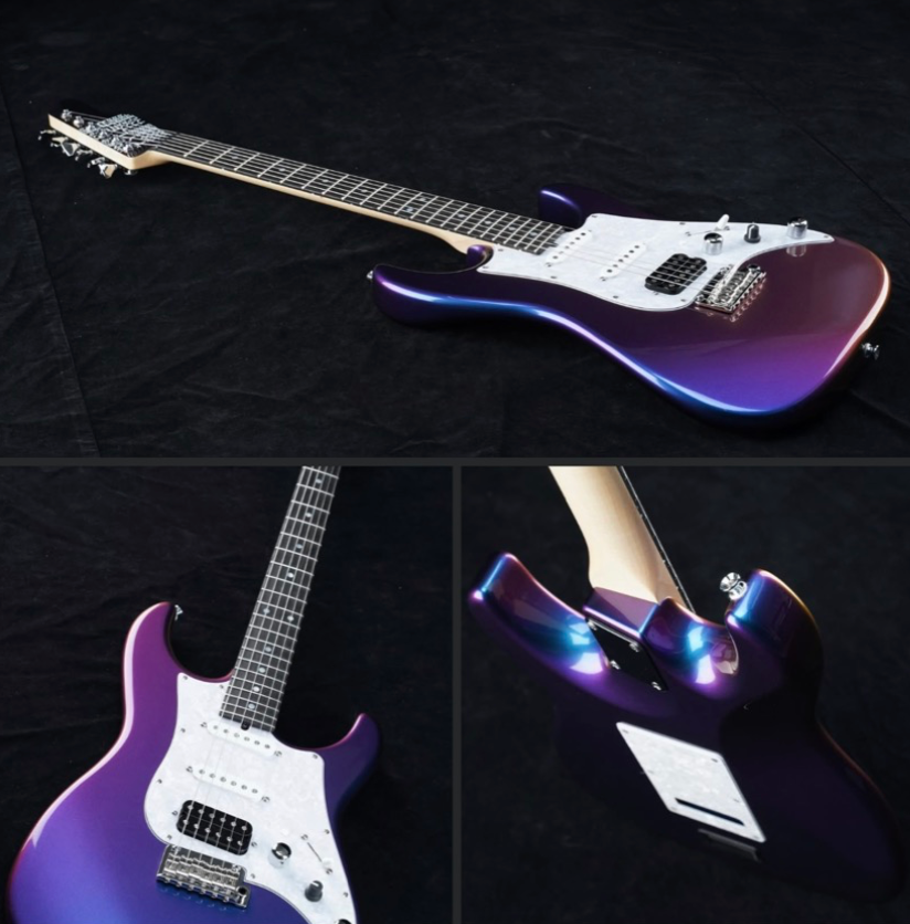 James Tyler MIJ Studio Elite HSS Metallic Blue to Burgundy Mist Nebula Finish