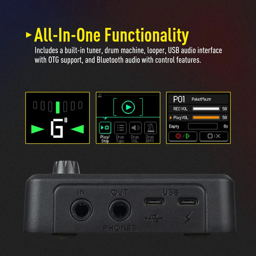 Sonicake Pocket Master - Mini Guitar Amp Model & Multi FX Pedal w BT - Black