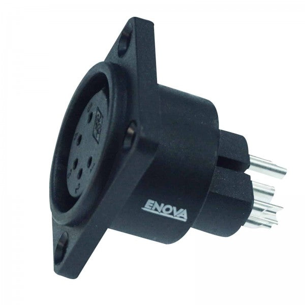 ENOVA XLR chassis connector female 5-pin IP65 black plastic housing solder cups