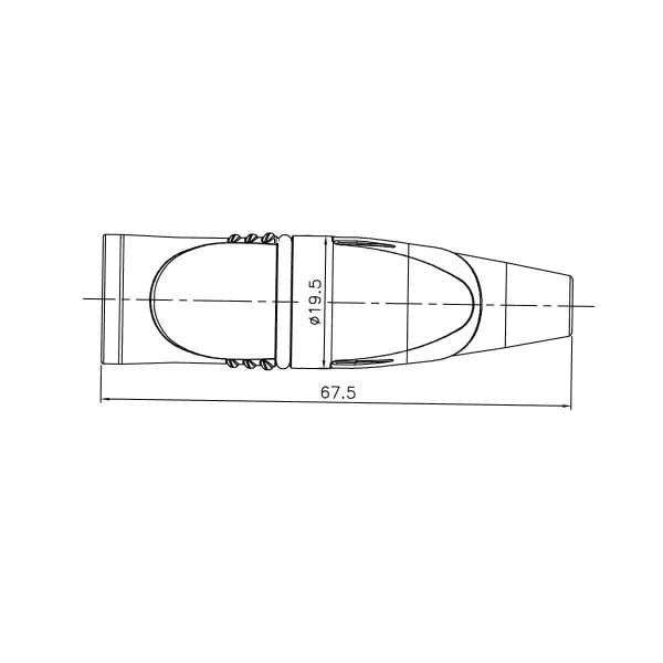 ENOVA XLR cable connector male 3-pin IP65 black metal housing and orange boot solder cups GMI Australia