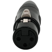 Load image into Gallery viewer, ENOVA XLR cable connector female 3-pin black housing and grey boot solder cups Buy in Australia