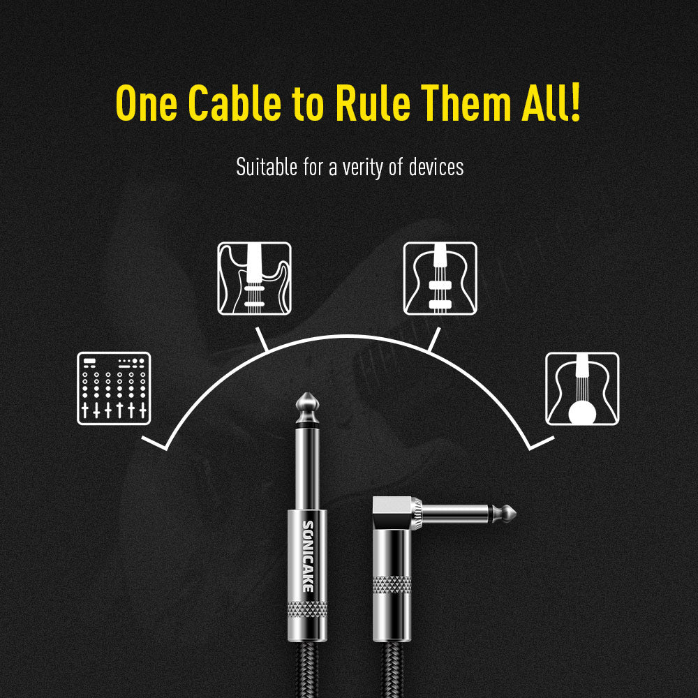 Sonicake - Guitar Cable 6m Nylon ST-RA/Black Buy in Australia