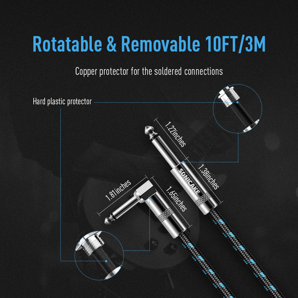 Sonicake - Guitar Cable 3m Nylon ST-RA/B&B Australia