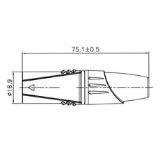 ENOVA XLR cable connector male 3-pin black housing and grey boot solder cups GMI Australia