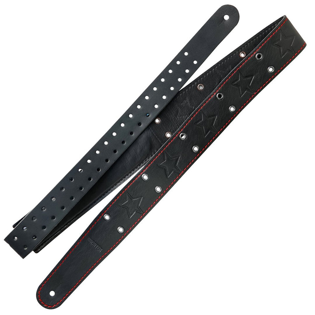 Richter Straps - Mike Dirnt Signature Black / Gunblack / Red Stitching Bass Strap