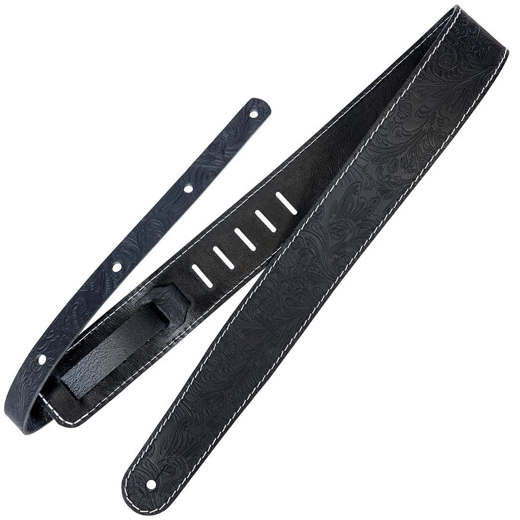 Richter Straps - Raw II Contour Western Rose Black Guitar Strap