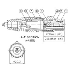 ENOVA XLR cable connector female 5-pin black housing and grey boot solder cups