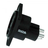 ENOVA ES-XL13FB-W XLR chassis connector female 3-pin IP65 black plastic housing solder cups