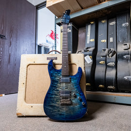 James Tyler USA Studio Elite HD-P with a quilted maple top and a roasted maple neck in Blue Burst finish