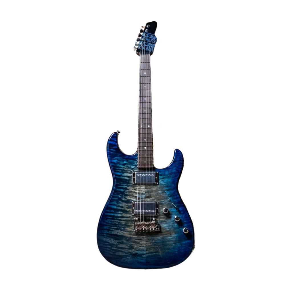 James Tyler USA Studio Elite HD-P with a quilted maple top and a roasted maple neck in Blue Burst finish