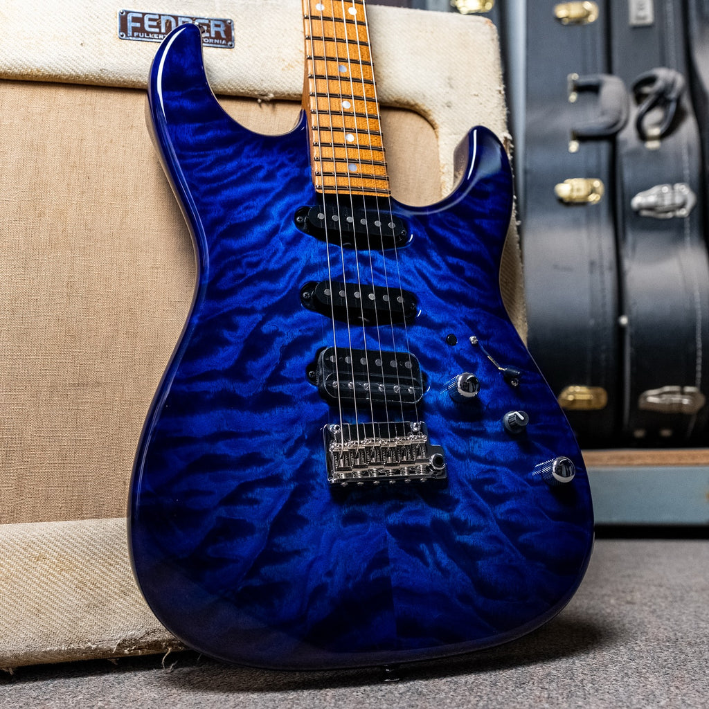 James Tyler USA Studio Elite HD in Blue-Purple Burst with a quilted maple top and a roasted maple neck
