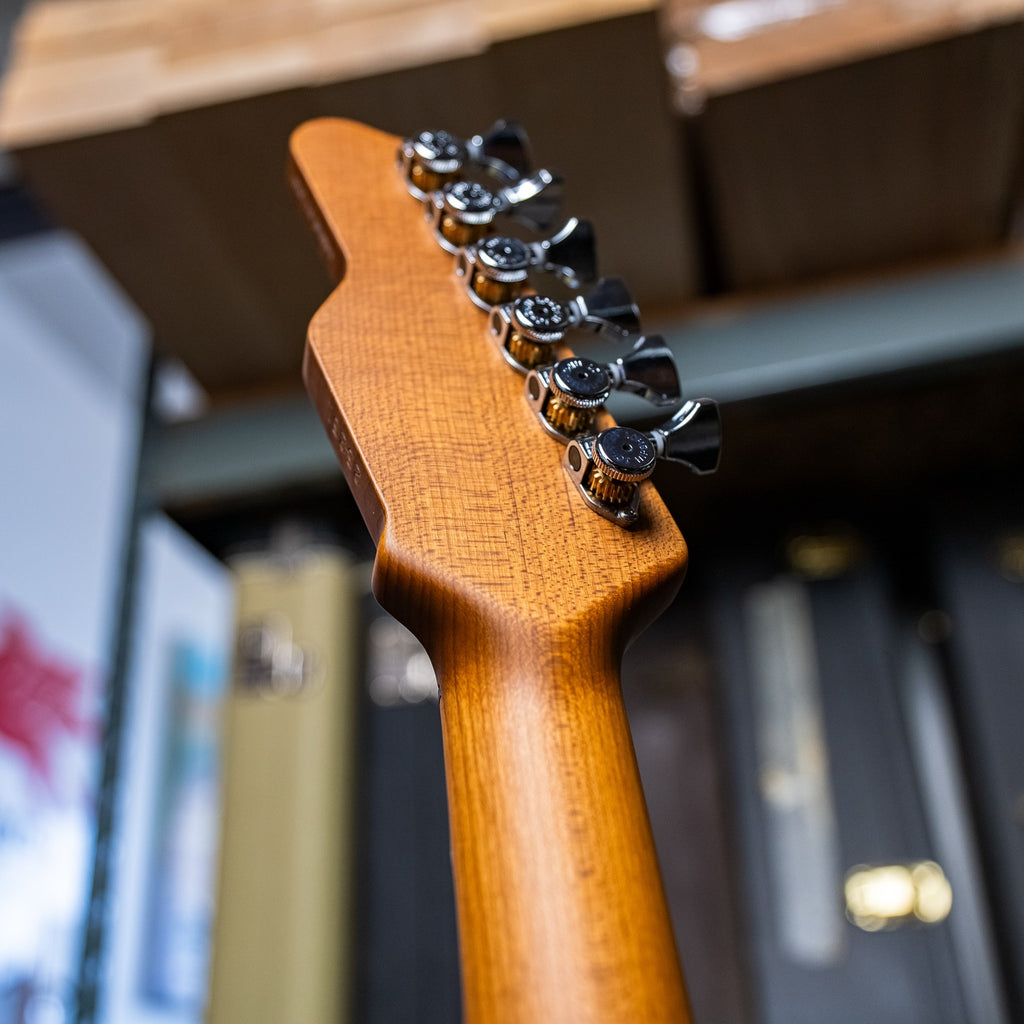 James Tyler USA Studio Elite HD in Blue-Purple Burst with a quilted maple top and a roasted maple neck