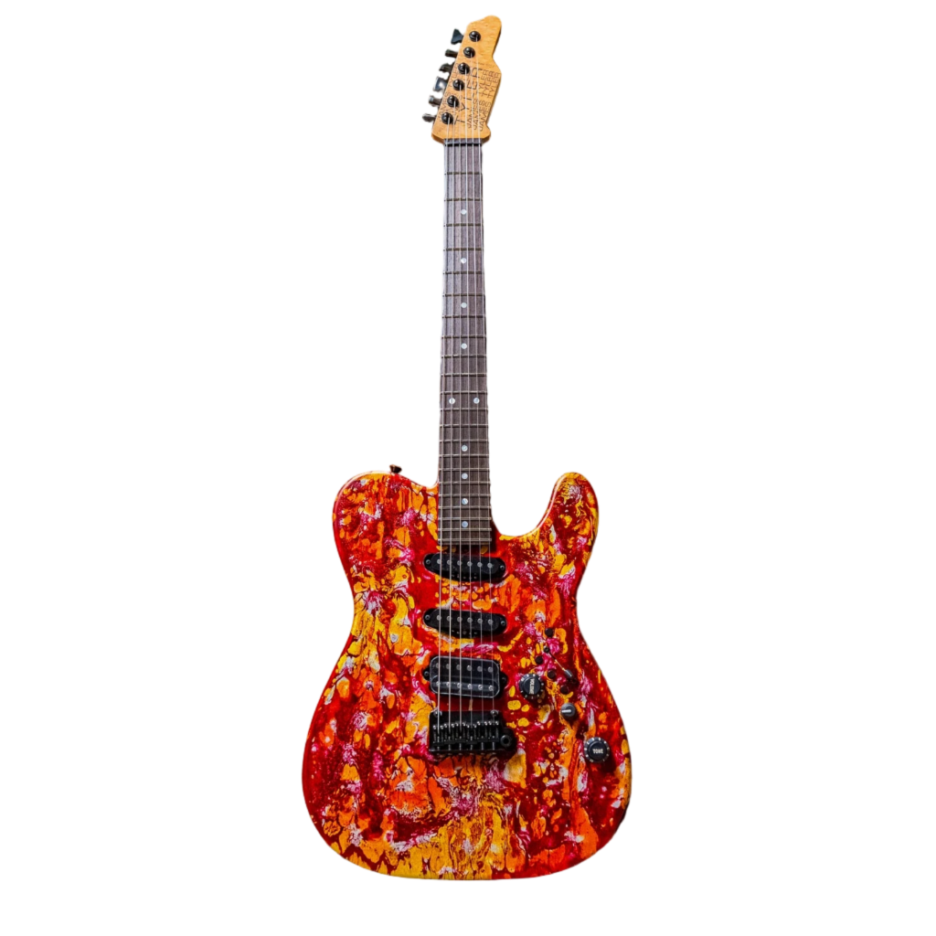 James Tyler USA Tylerbastar in Fire Shmear with a roasted Birdseye Maple Neck