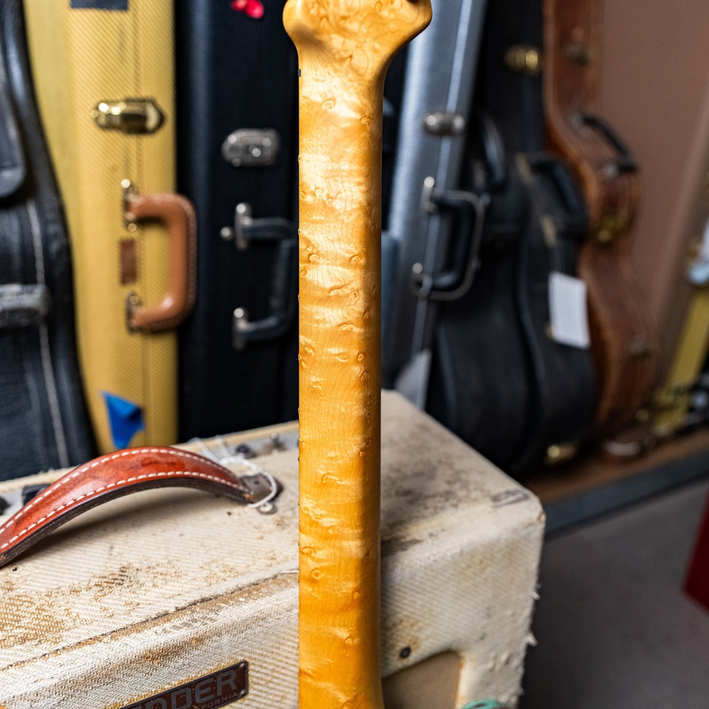 James Tyler USA Tylerbastar in Barn Find finish  Birdseye Maple neck, and Tummy & arm contours