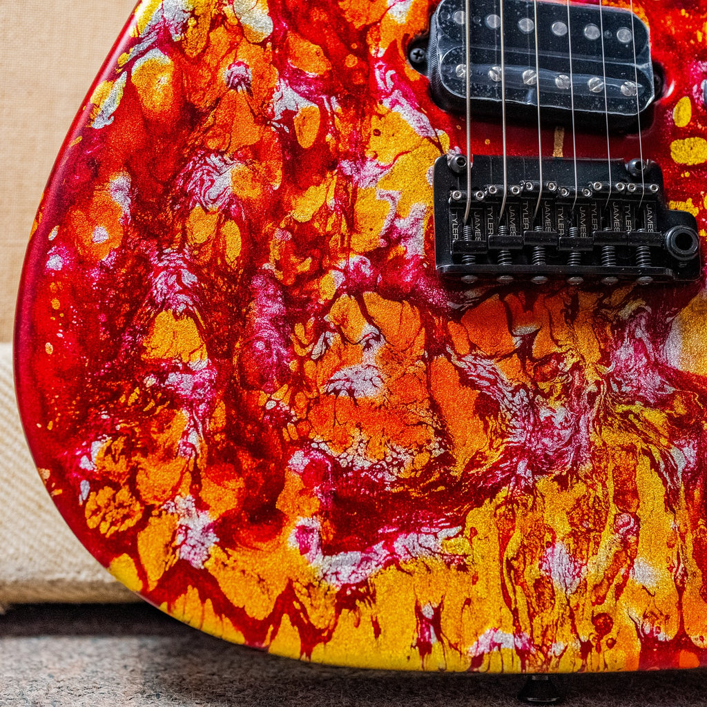 James Tyler USA Tylerbastar in Fire Shmear with a roasted Birdseye Maple Neck