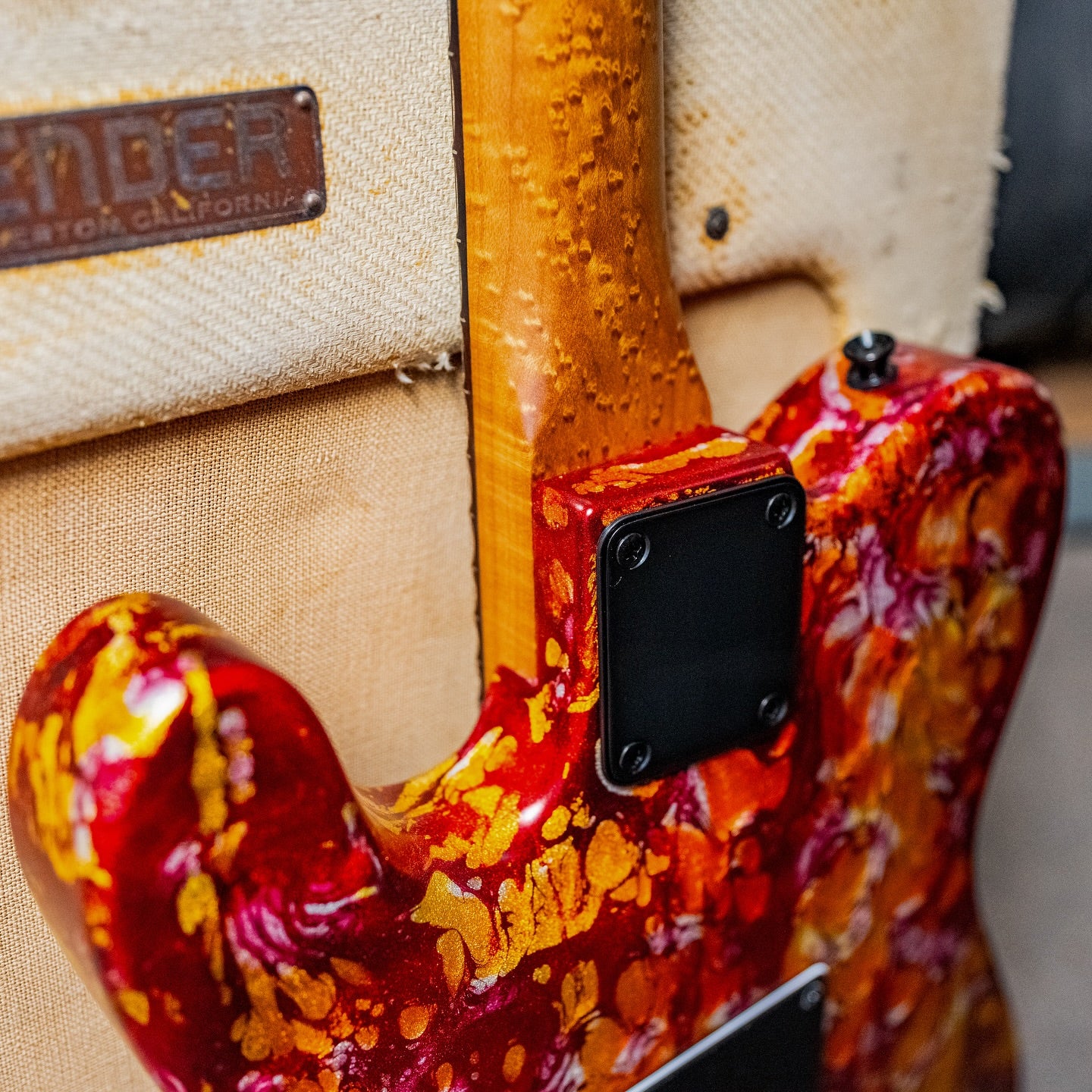 James Tyler USA Tylerbastar in Fire Shmear with a roasted Birdseye Maple Neck