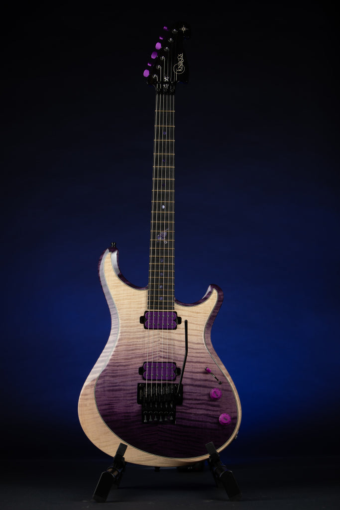 Knaggs Severn SS/XF Steve Stevens Tier 1 Flame Top w Floyd Rose Purple Fade/Reverse Purple