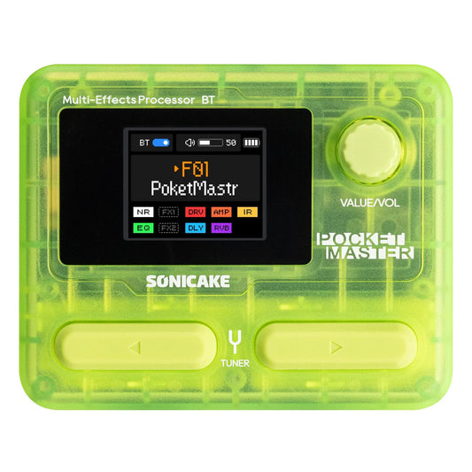 Sonicake Pocket Master - Mini Guitar Amp Model & Multi FX Pedal w BT - Trans Green