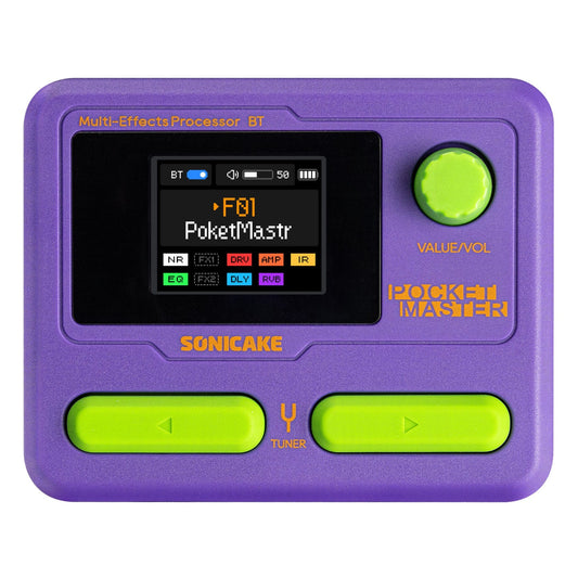 Sonicake Pocket Master - Mini Guitar Amp Model & Multi FX Pedal w BT - Purple