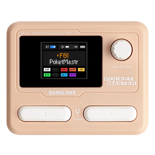 Sonicake Pocket Master - Mini Guitar Amp Model & Multi FX Pedal w BT - Pink