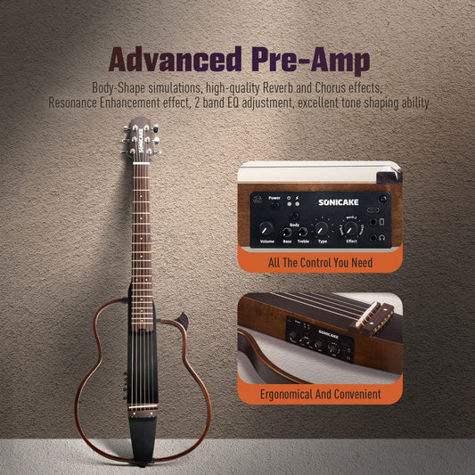 Sonicake Silent Acoustic Electric Guitar QGT-10