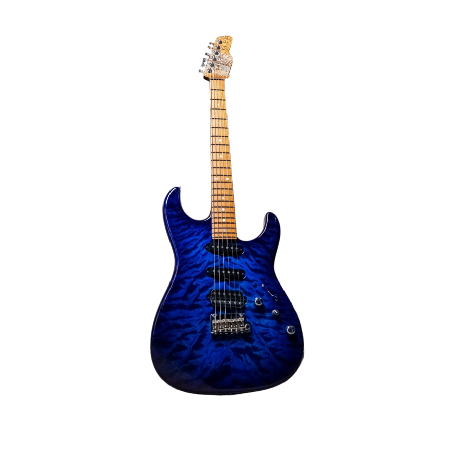 James Tyler USA Studio Elite HD in Blue-Purple Burst with a quilted maple top and a roasted maple neck
