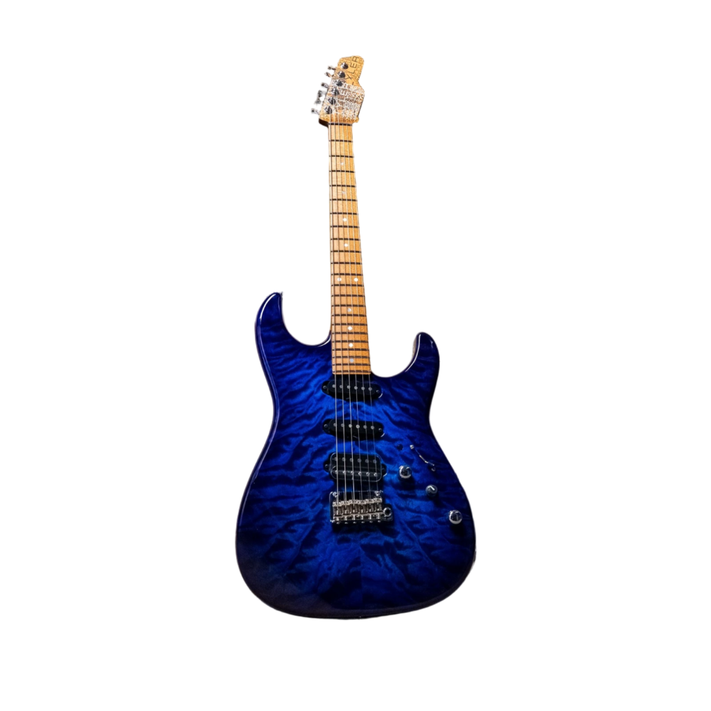 James Tyler USA Studio Elite HD in Blue-Purple Burst with a quilted maple top and a roasted maple neck