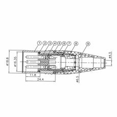 ENOVA XLR cable connector male 3-pin IP65 black metal housing and orange boot solder cups Australia