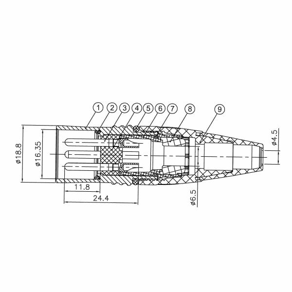 ENOVA XLR cable connector male 3-pin IP65 black metal housing and orange boot solder cups Australia