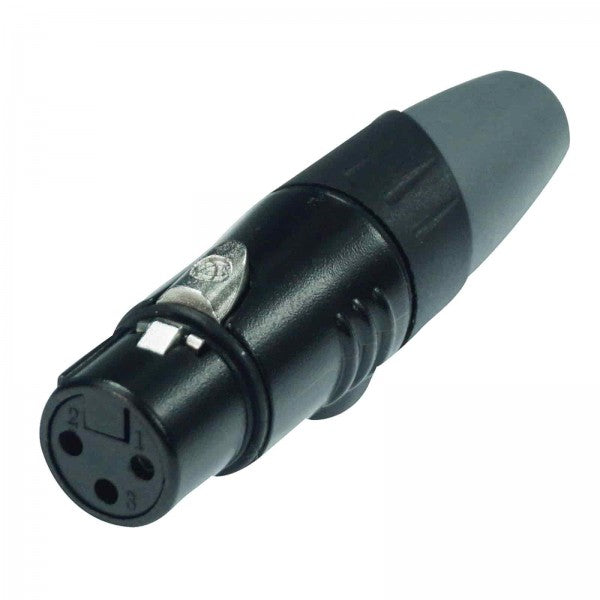 ENOVA XLR cable connector female 3-pin black housing and grey boot solder cups Australia