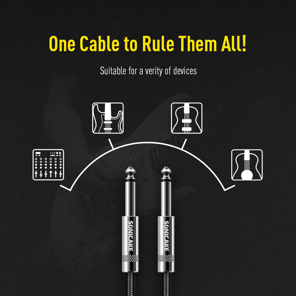 Sonicake - Guitar Cable 3m Nylon ST-ST/Black Buy in Australia