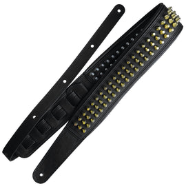 Richter Straps - Springbreak I Bling Bling Black / Golden Pan Head Studs Guitar Strap
