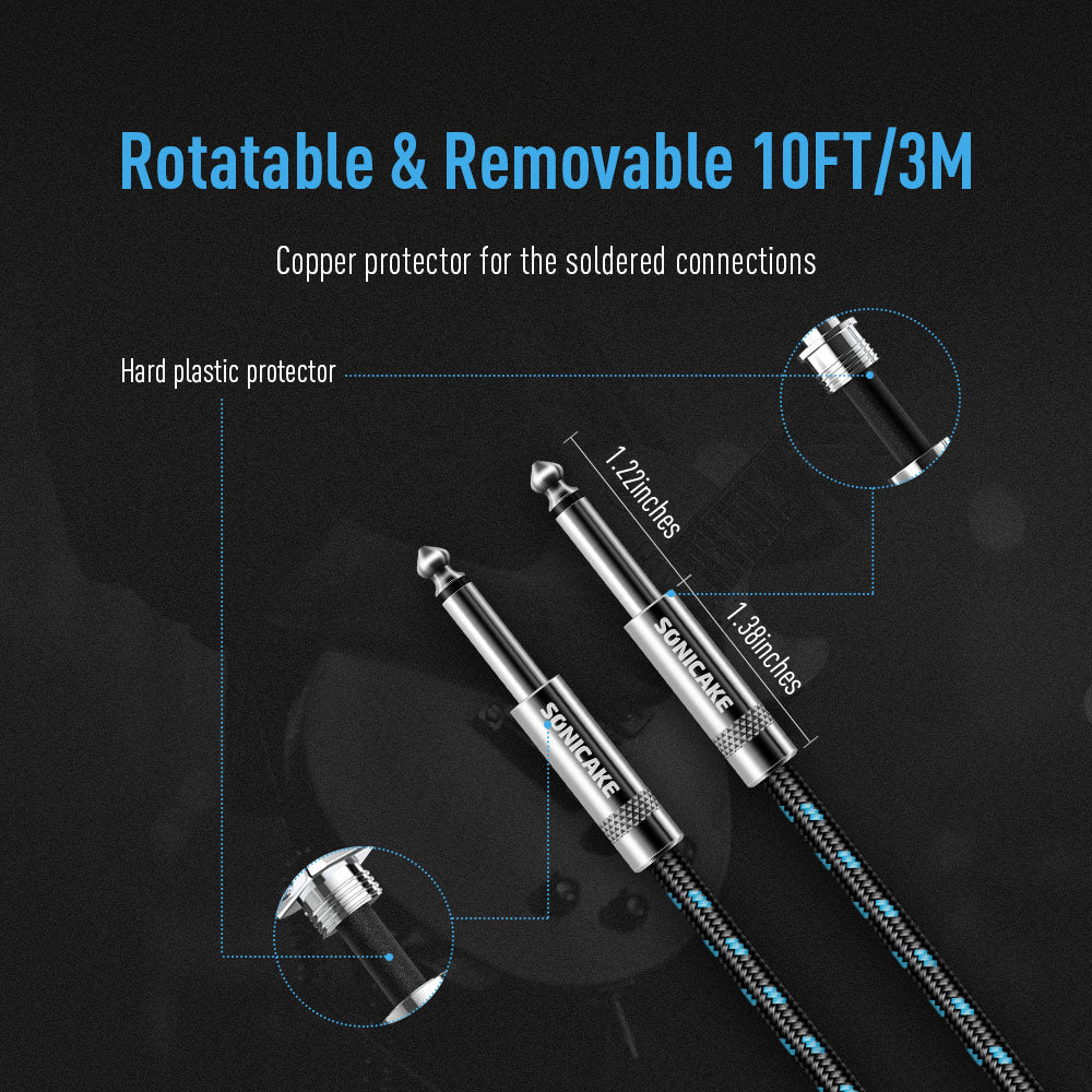 Sonicake - Guitar Cable 3m Nylon ST-ST/B&B Australia
