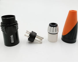 ENOVA XLR cable connector male 3-pin IP65 black metal housing and orange boot solder cups2 Australia