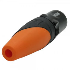 ENOVA XLR cable connector male 3-pin IP65 black metal housing and orange boot solder cups Australia